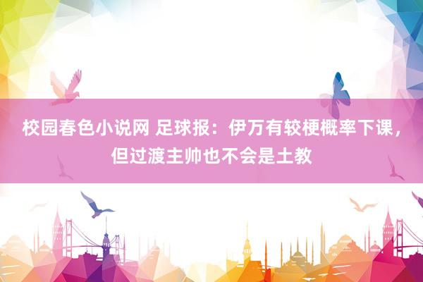 校园春色小说网 足球报：伊万有较梗概率下课，但过渡主帅也不会是土教