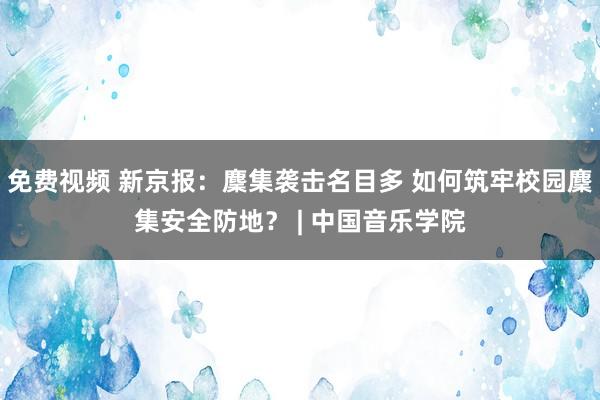 免费视频 新京报：麇集袭击名目多 如何筑牢校园麇集安全防地？ | 中国音乐学院