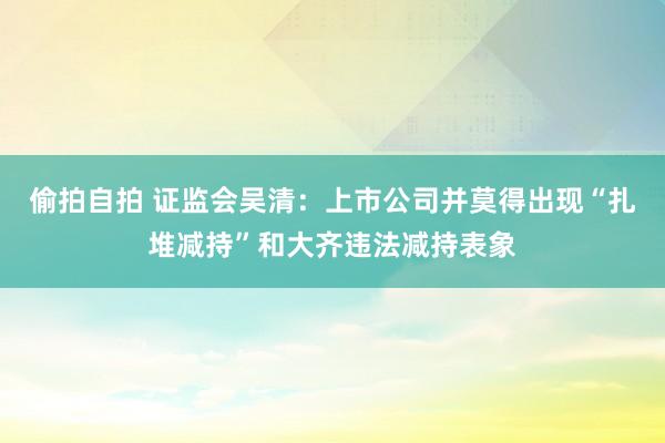 偷拍自拍 证监会吴清：上市公司并莫得出现“扎堆减持”和大齐违法减持表象